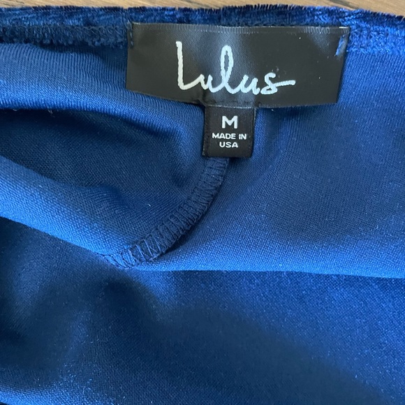 Lulus Blue Velvet Open Cross Back Mini Skater Fit & Flare Cocktail Dress Size M - Picture 7 of 9